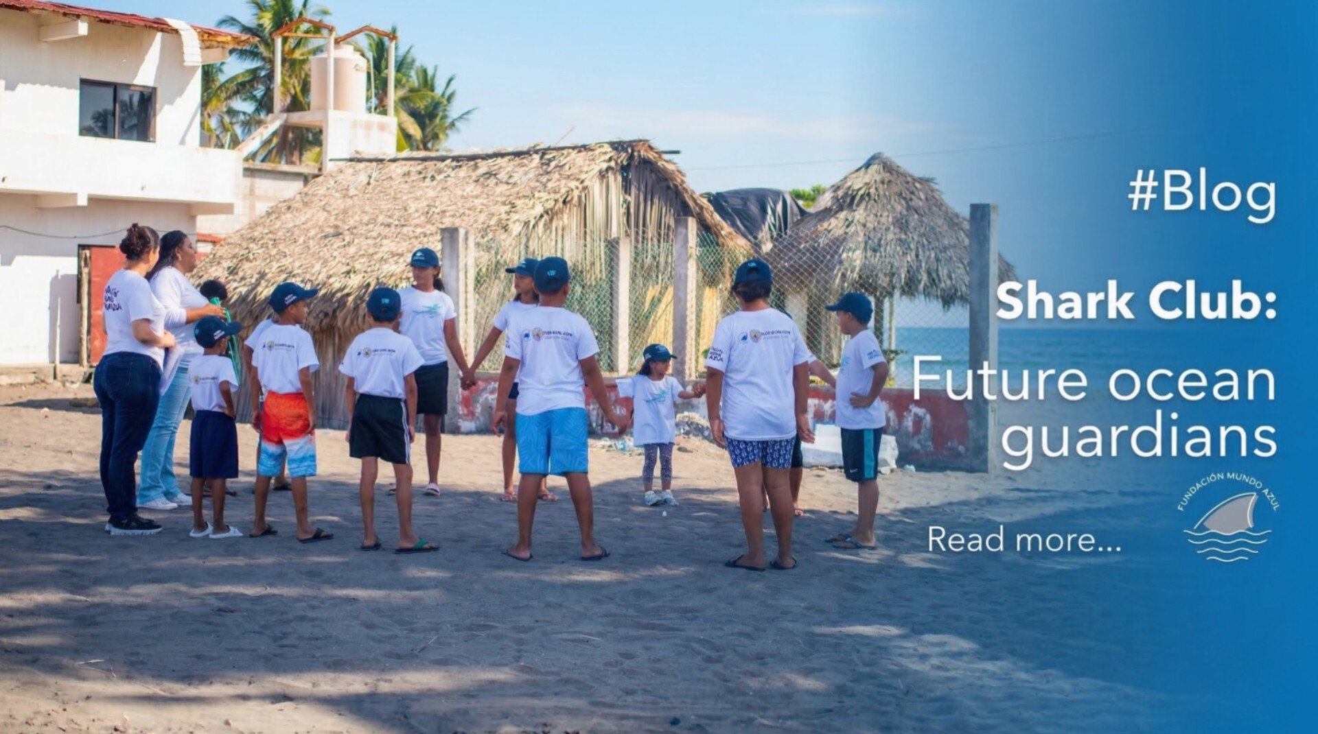 Children participating in a Shark Club marine conservation workshop by Fundación Mundo Azul in Guatemala